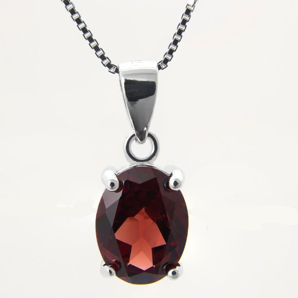 Sterling Silver Garnet Necklace - Picture 2 of 3